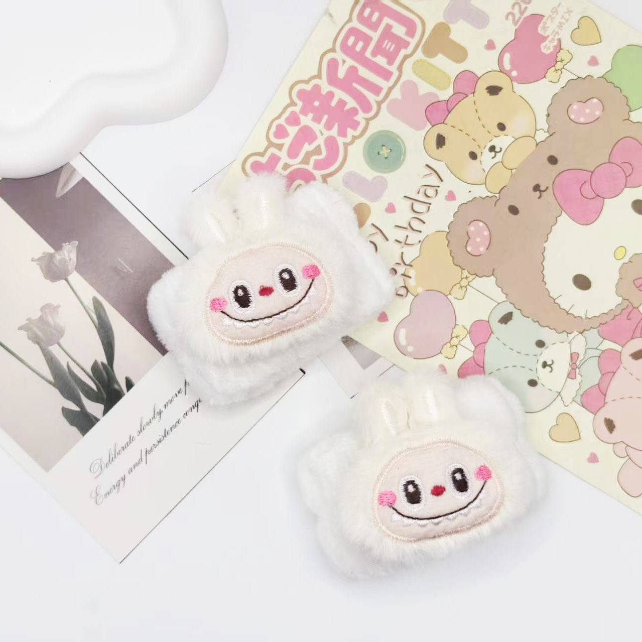 Labubu Headwea Cute Cartoon Hair Band Plush Washing Wrist Band Sweat Absorbing Wrist Band Hair Flannel Accessories Fluffy Hair Tying Band Hair Hoop