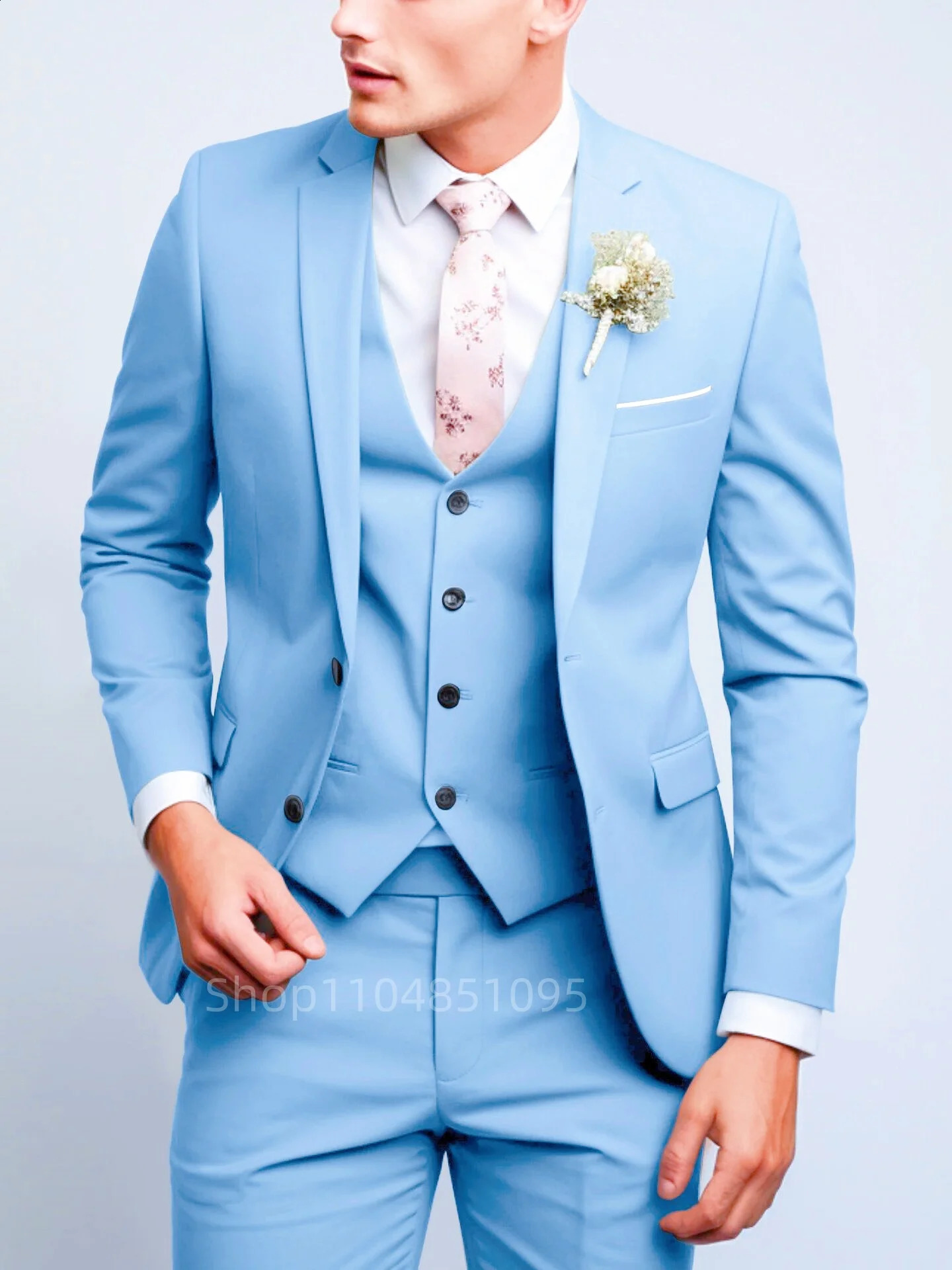 Matcha Green Suits for Men Slim Fit Wedding Tuxedos Fashion Mens Blazer Vest Pants 3 Pieces Foraml Business Suits Sets 250828