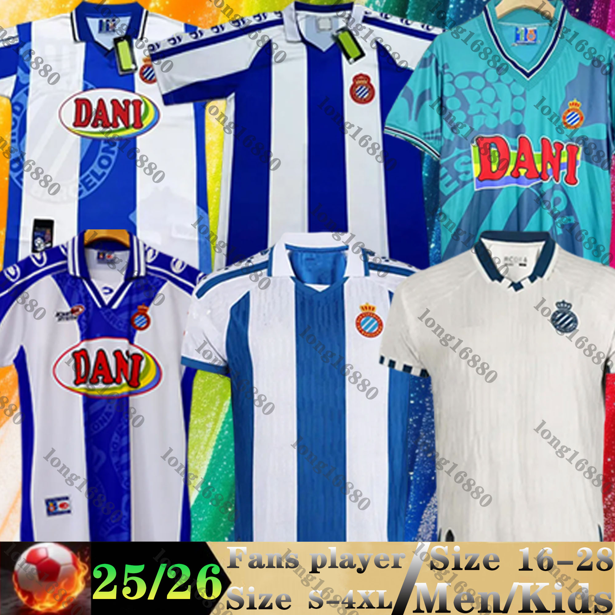 25 26 RCD Espanyol Soccer Jersey Retro 84 89 96 97 1998 1999 2000 S.GOMEZ CABRERA A.TEJERO SANCHEZ Men kids kits CARDONA C.ROMERO EXPOSITO PUADO 2025 2026 Football Shirts