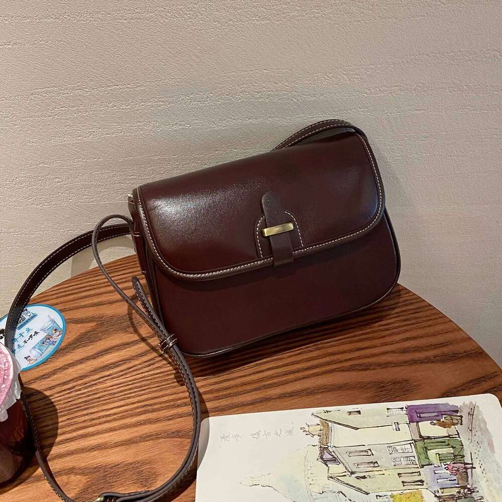 First Layer Cowhide Women's Shoulder Crossbody Women Handbag Stylish Saddle Bag Design Genuine Leather Female Bag