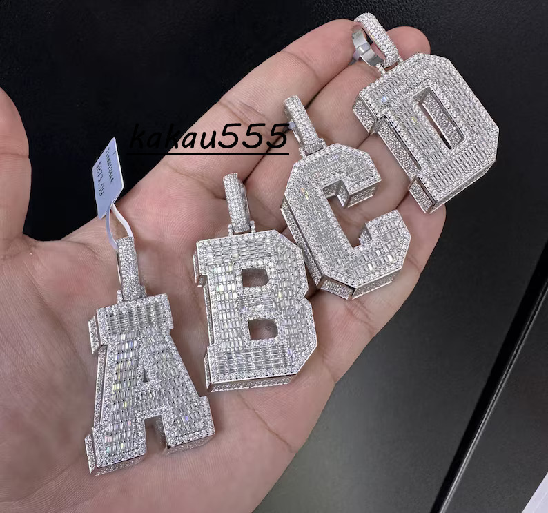 Luxury Diamond Necklace with Initial Alphabet Pendant Iced Jewelry Moissanite VVSD Color Personalized Custom for Party Occasions