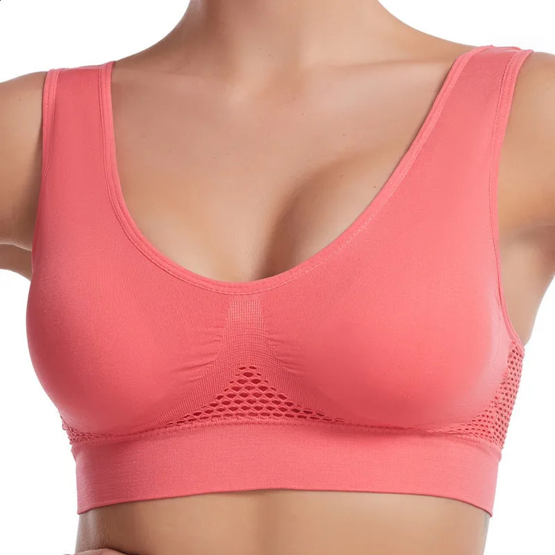 S7XL Plus Size Grid Air Holes Bra sports without underwire Womens Underwear Shockproof Yoga Running Brassiere Hollow out Vest 250828