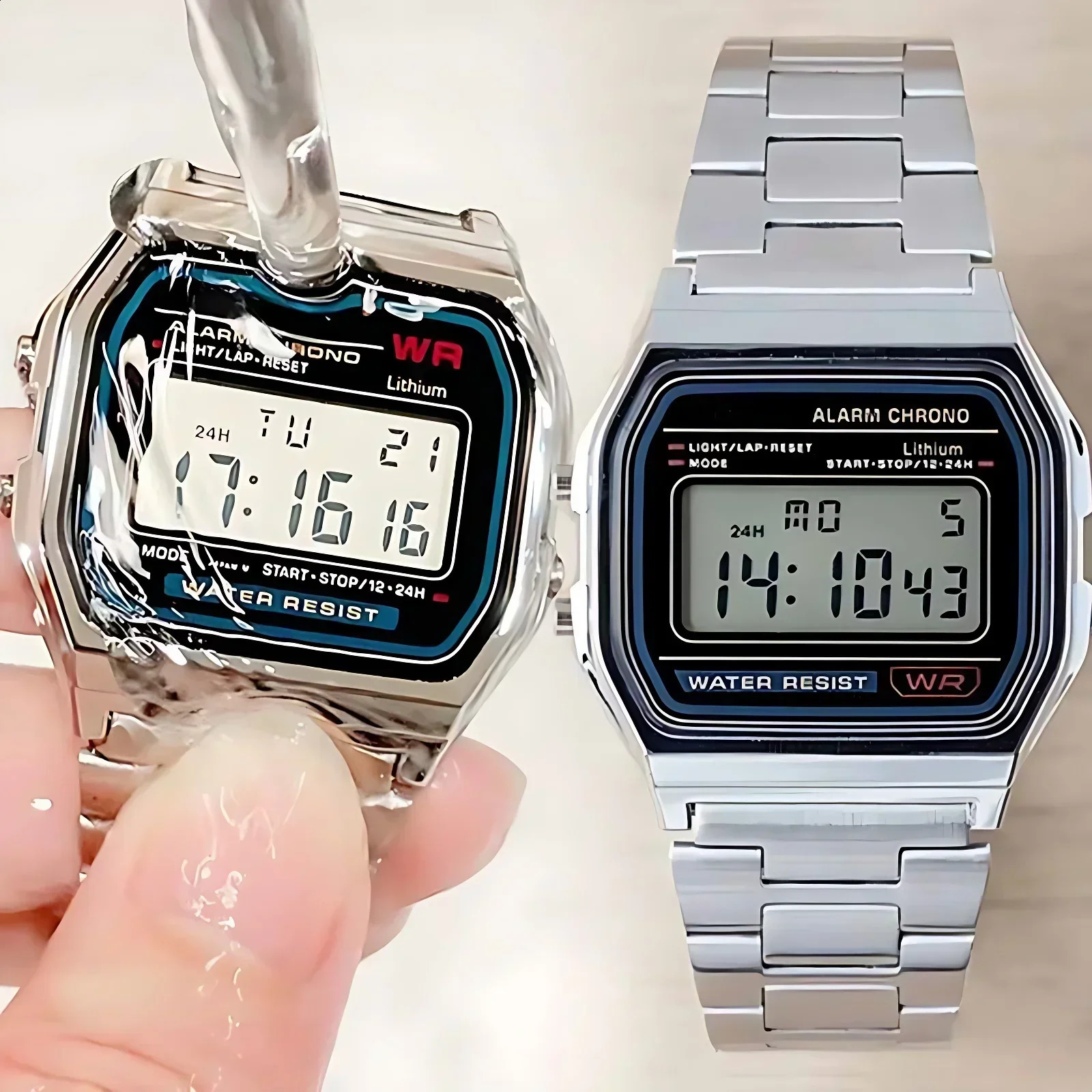 F91W Watch Waterproof Retro Digital Stainless Steel Sports Military Watches Men Women Electronic Wrist Watches Clock 250819