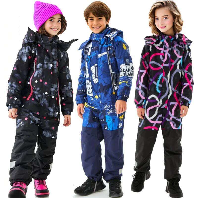 European Single Children's Boys And Girls' One-Piece Suit, Waterproof, Windproof, Warm Outdoor Adult Ski