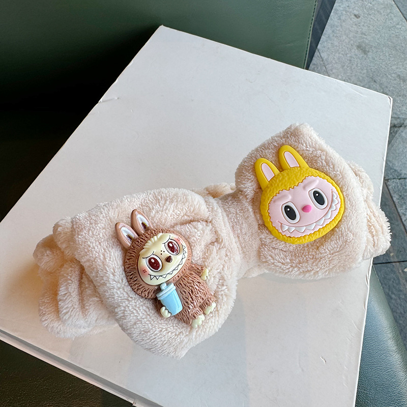 Labubu Hair Hoop Hats Hair Ties Cute Cartoon Style Rabbit Monster Design Special Hair Hoop for Makeup Face Mask Application New Style Hair Accessories