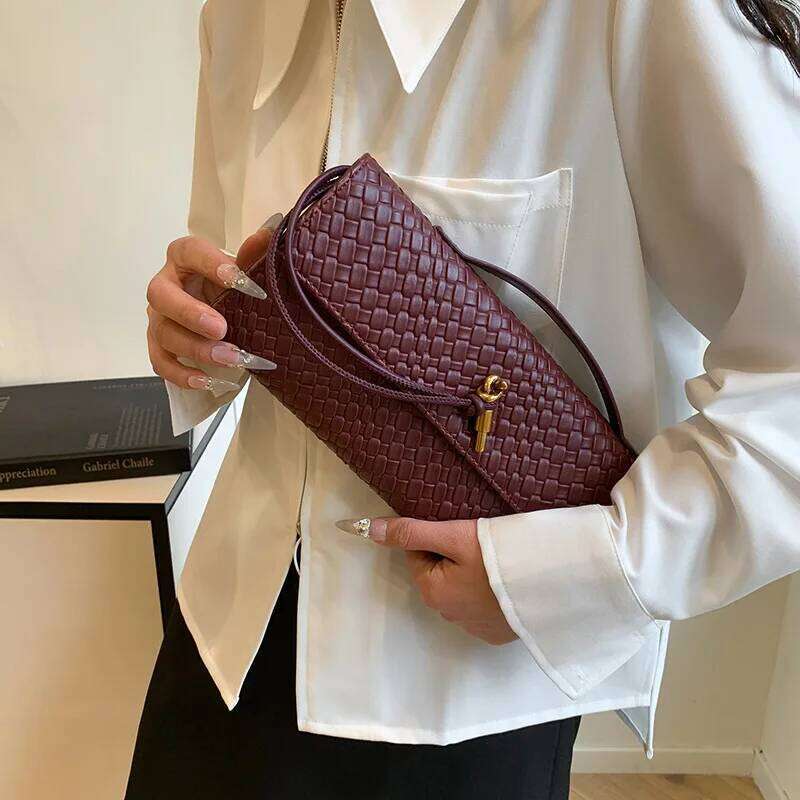 Woven Accordion Bags For Women 2025 New Designer Shoulder Purse Minimalist Crossbody Bag Leather Casual Fashion Handbag