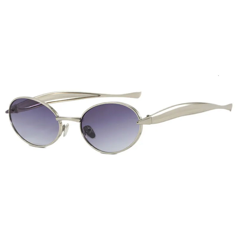 Designer Metal Frame Sunglasses for Small Faces - 2025 Runway Oval Sunnies for Women