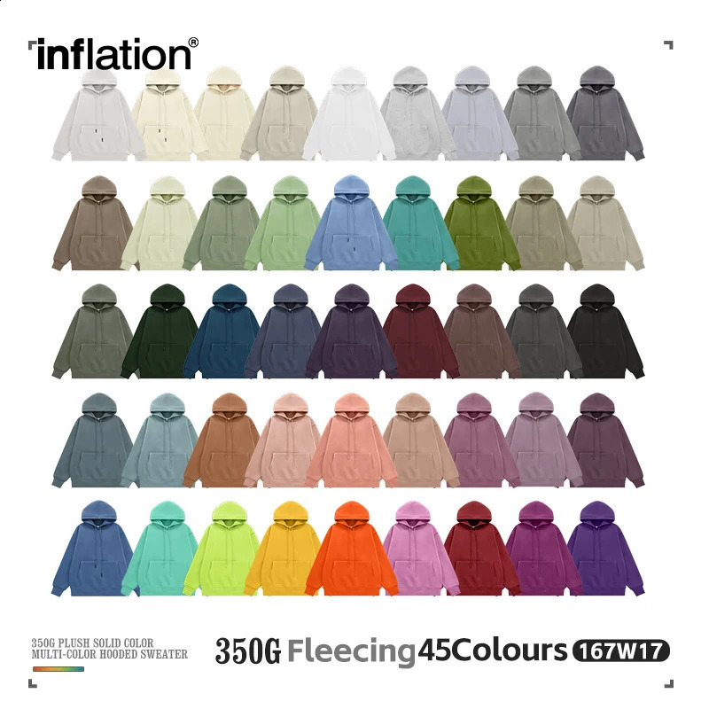 INFLATION 350G Blank Premium Hoodies Unisex Multiple Colors Fleece Hoodies for Men Velvet Warm Hoodies Couplewear 250828