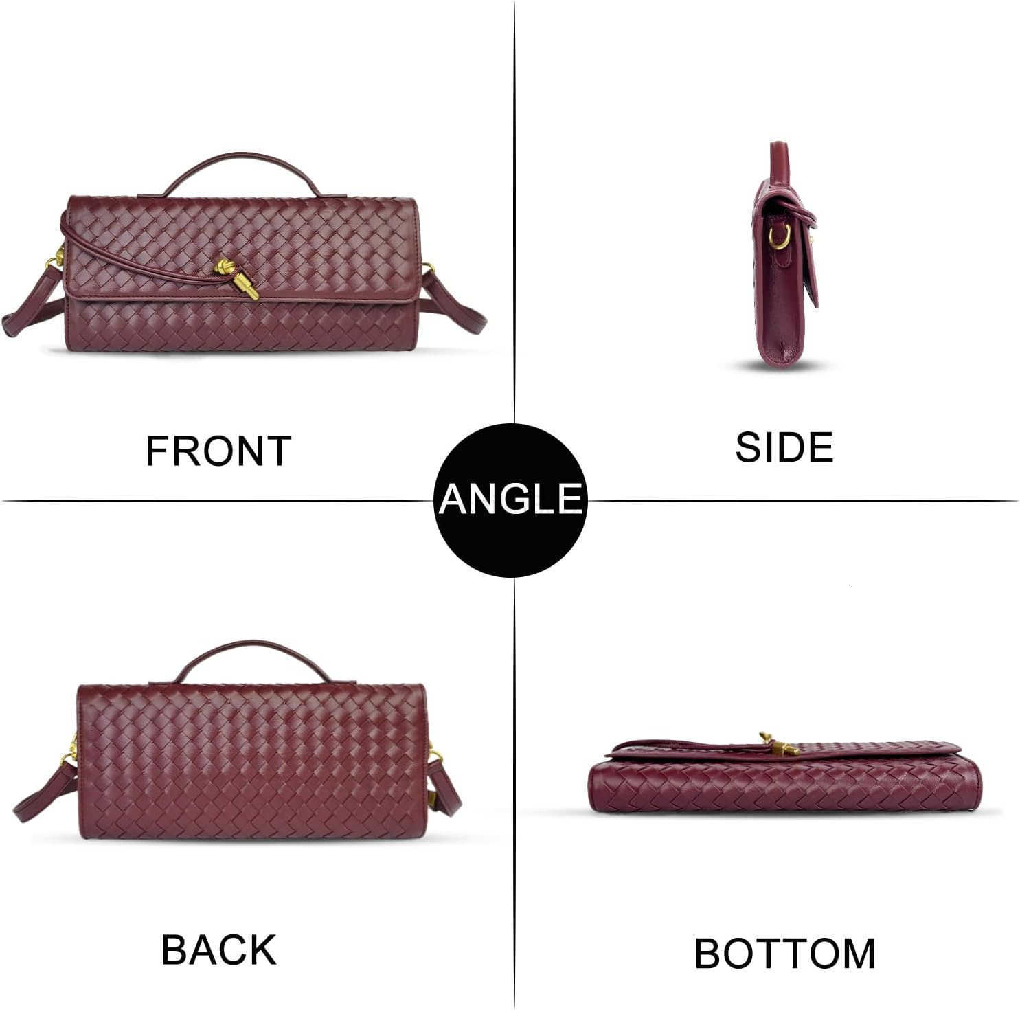 Clutch Purses for Women Formal Handmade Woven Shoulder Handbag Fashion Leather Crossbody Bags for Women M250828