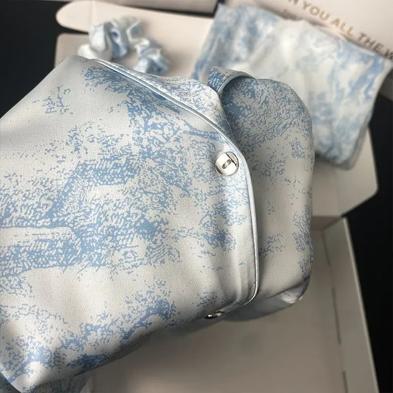 Plus Size Womens Sleepwear Simple Satin Pajama Set Long Sleeve Buttons Lapel Top with Elastic Pants Loungewear 2 Piece Nighty 250827