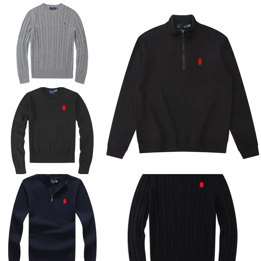 MIirror quality rl Mens Jumpers ralphity Sweater Men Designer Sweater Laurenly Men Knitted Sweater Pullover Winter Coat Letter Embroidery Quarter Zip Cardigan 90