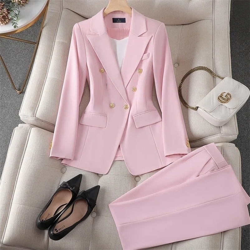 Elegant Womens Fashionable White WesternStyle Suit Zihongsuitsuit HighEnd Business Attire LongPants Set For Special Occasion 250828