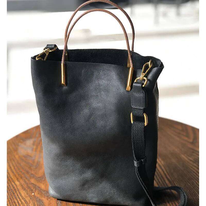Bucket Genuine Leather Women Bag New Retro Nature Soft Cowhide Handbag Versatile Designer High Quality Shoulder Bags
