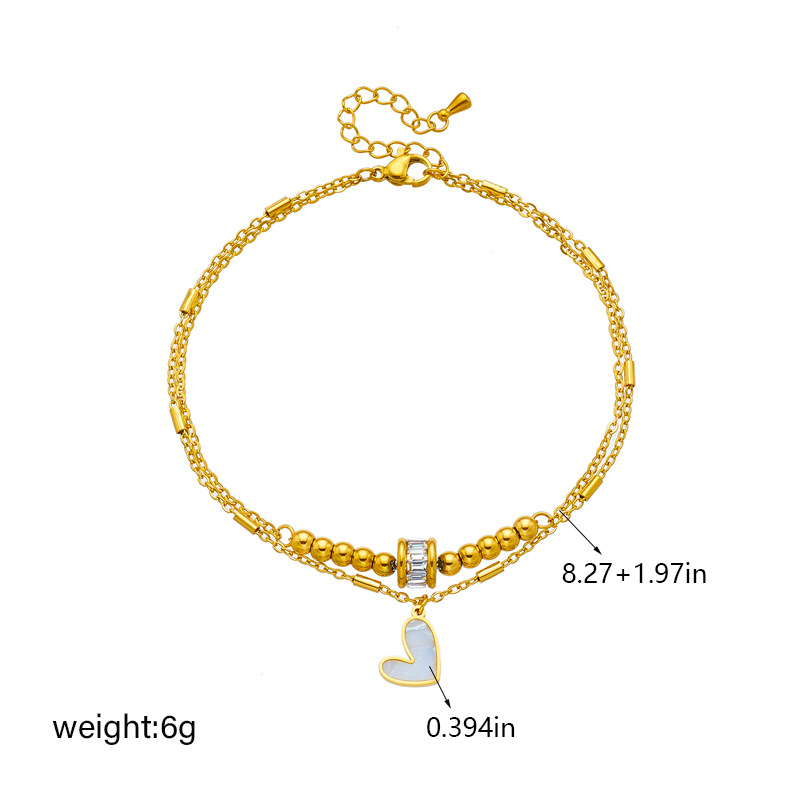 Heart-shaped anklet 316 stainless steel heart-shaped women's trendy bracelet anklet does not fade jewelry gift