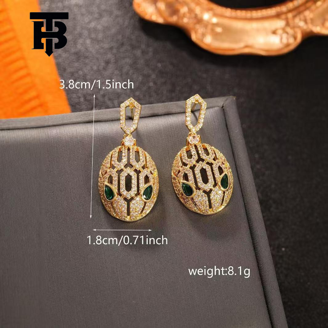 Free Shipping For New Designer Accessories Creative Personality High-end Copper Inlaid Zircon Snake Series Earrings Exquisite Light Luxury Temperament