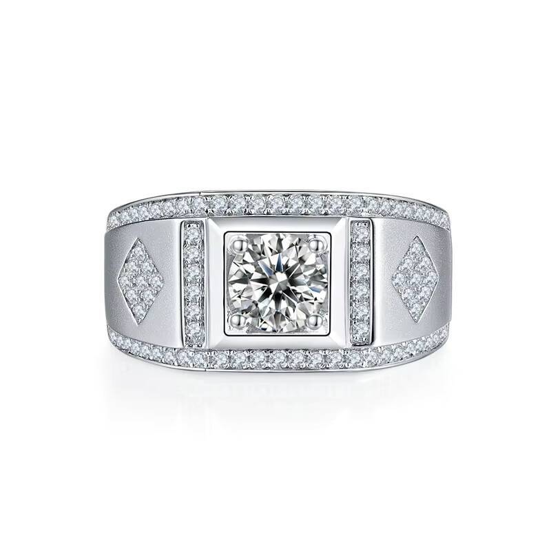 Mossanite 925 Silver Man Ring VVS1 Moissanite Diamond 6.5mm 1.0 Ct Square Engagement Wedding Rings Band Men Ring for Men