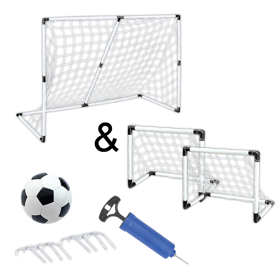 PP Material 2-in-1 Soccer Goal for Kids, Safe Lightweight Dual Football Net Set, Portable Practice Goals for Toddlers Children Outdoor Indoor Play
