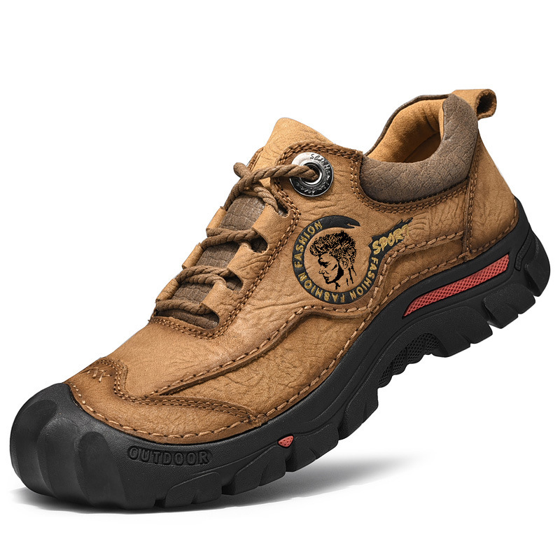 Shoes for Men of Pure Leather Hiking Shoes Trekking Waterproof Sneakers Flats Outdoor Walking Mountain Sports Shoe