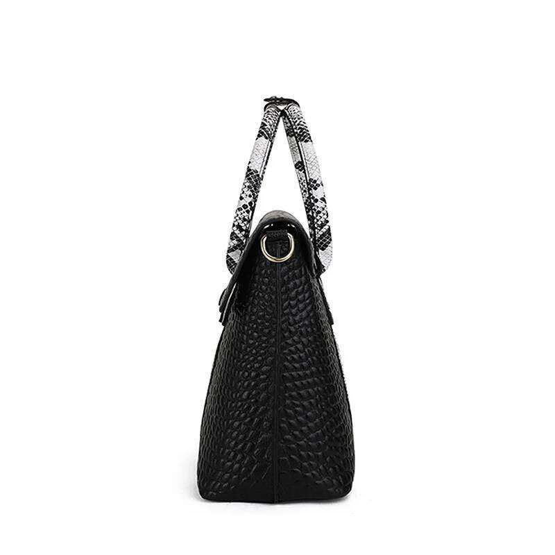 Aidrani Light Crocodile Pattern Cowhide Women's Handbag Large Capacity Black Fashion Versatile One Shoulder Crossbody Bag