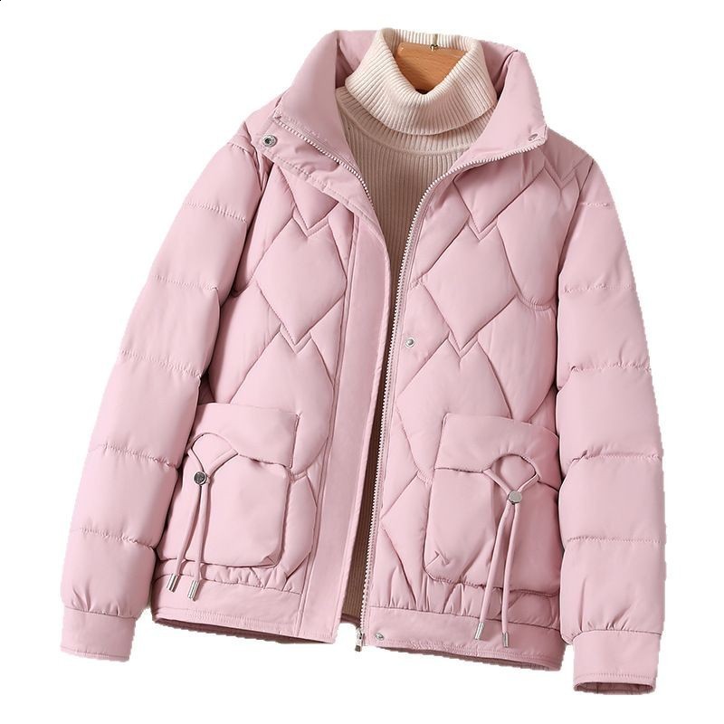 Autumn winter warm light thin white duck down jacket Parka womens large-sized down jacket womens standing collar loose down jacket 240913