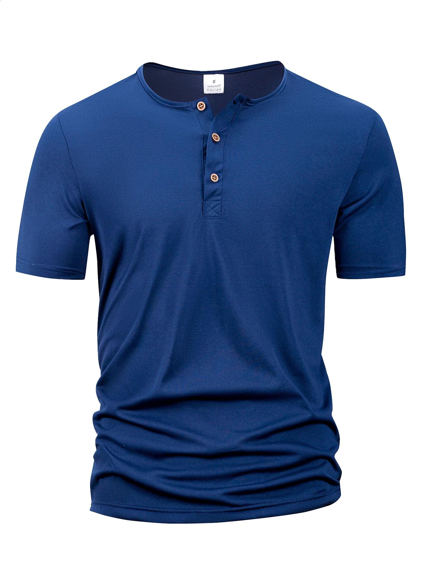 Summer Men Henley Collar Tshirts Button Slim Casual Male Solid Color Short Sleeve Men Sports Tshirt Polo shirt Tops250828