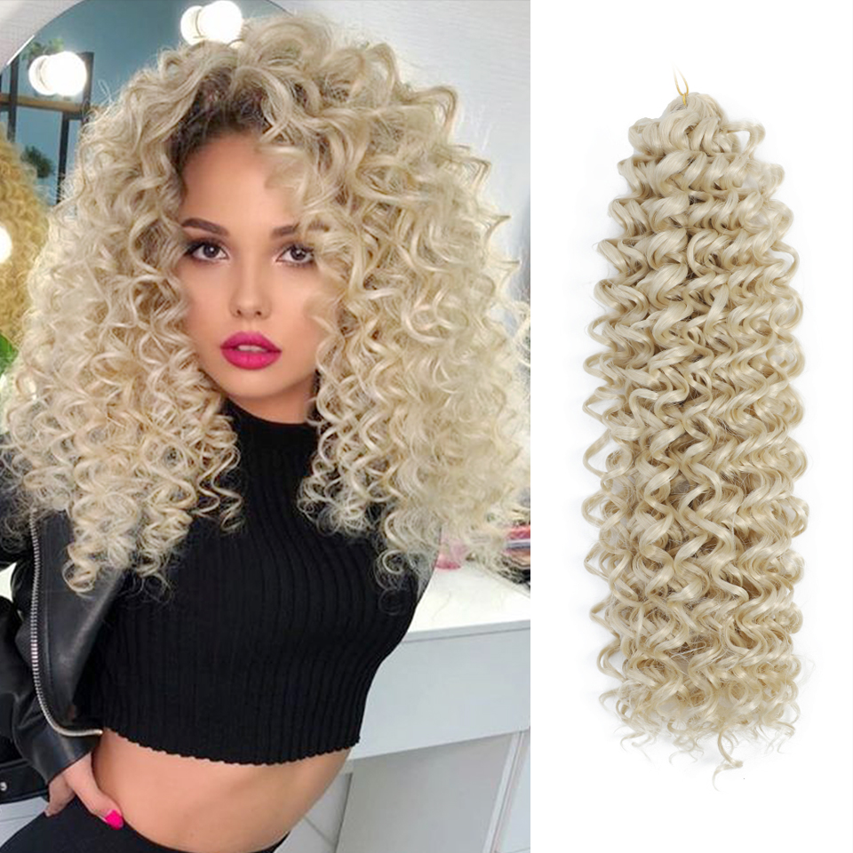 Deep Wave Bohemian Style Synthetic Hair Extension - 18 Inch Ombre Color Crochet Bundles 1pcs