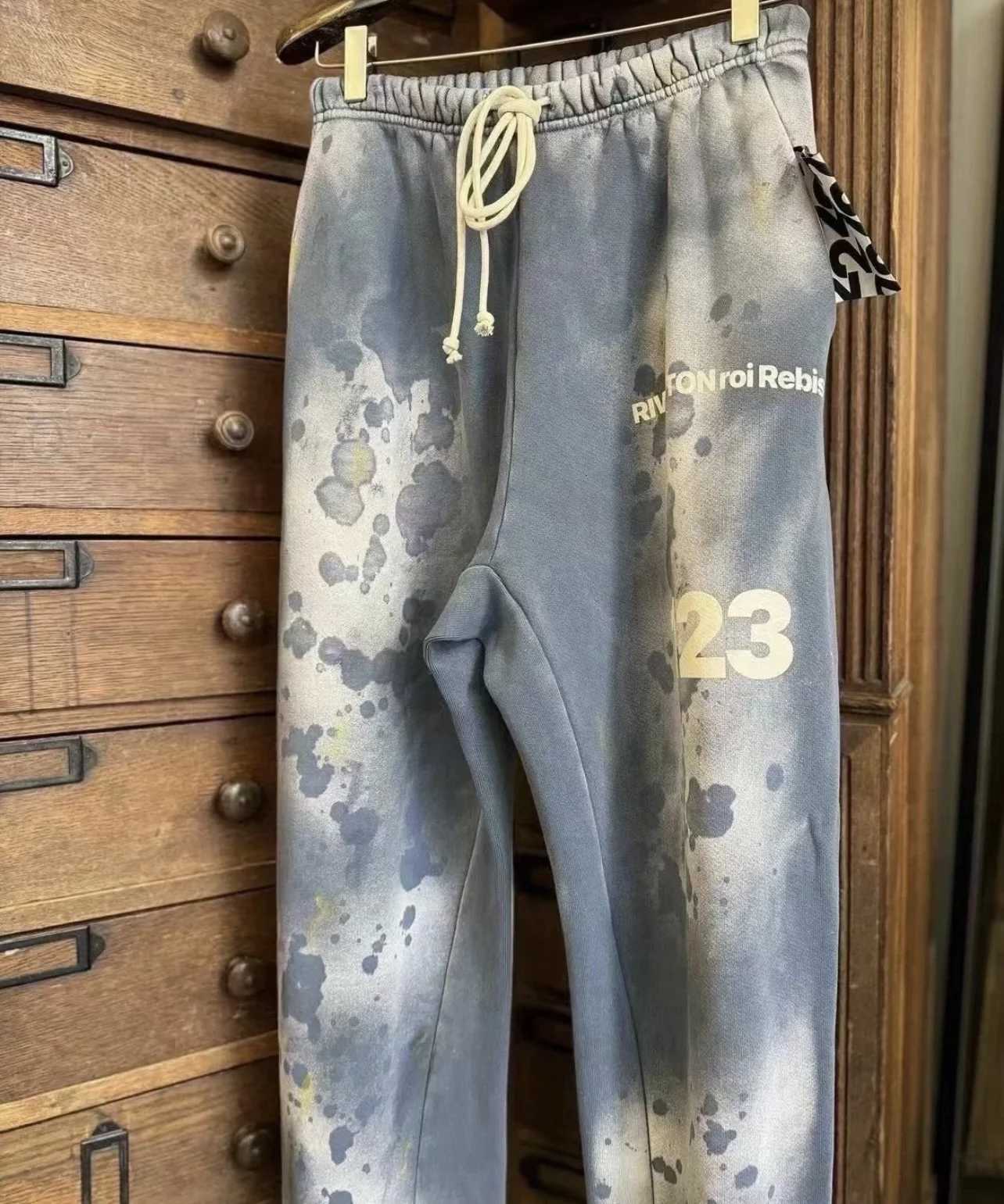 123 Heavy Fabric Wash Do Old Drawstring Elastic Casual Sports Loose Pants Men Women Winter Autumn Trousers Track Pants X2508281
