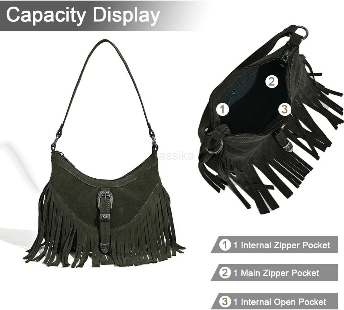 Fashion Small Western Fringe Underarm Purse Mini Hipppie Shoulder Bag with Tassel for Women M250912