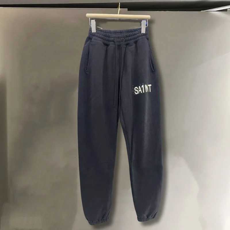 Winter High Street American Casual Loose Saint Sweatpants Men Women Vintage Graffiti Print Drawstring Jogging Pants Trousers X250828