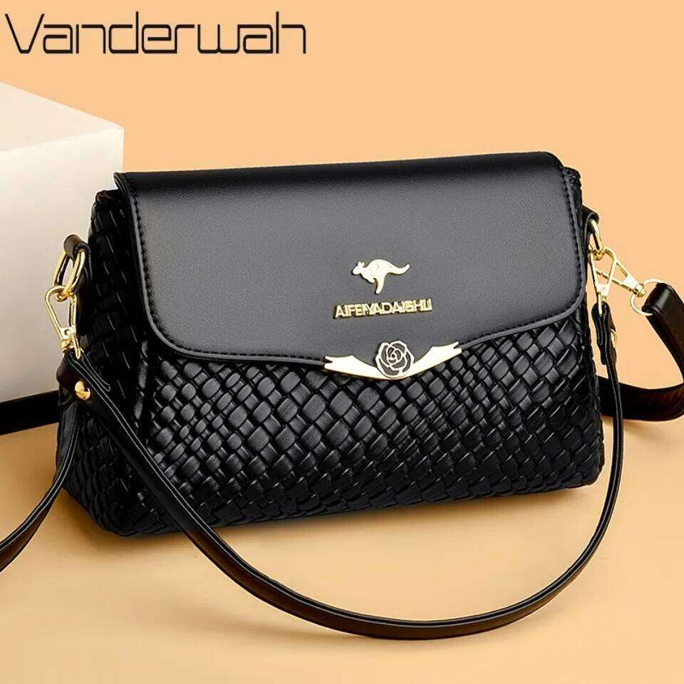 Handbag Designer Pu Leather Knitting Shoulder Messenger Crossbody Bags For Women Mother Bolsa Ladies Hand Bag