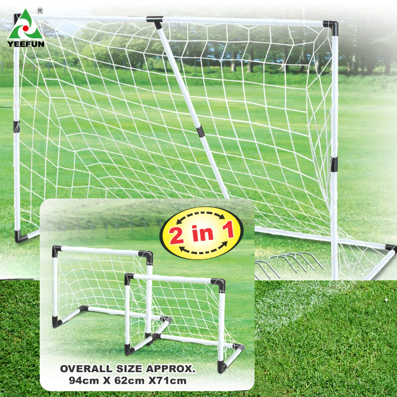 PP Material 2-in-1 Soccer Goal for Kids, Safe Lightweight Dual Football Net Set, Portable Practice Goals for Toddlers Children Outdoor Indoor Play