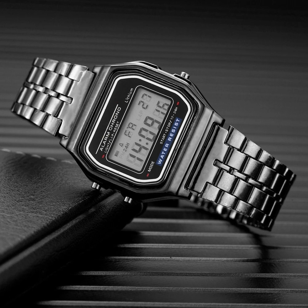 Elegant Digital Watch For Women Gold Silver Stainless Steel Business Ladies Electronic Wrist Watches Man Clock Zegarek Damski 250819