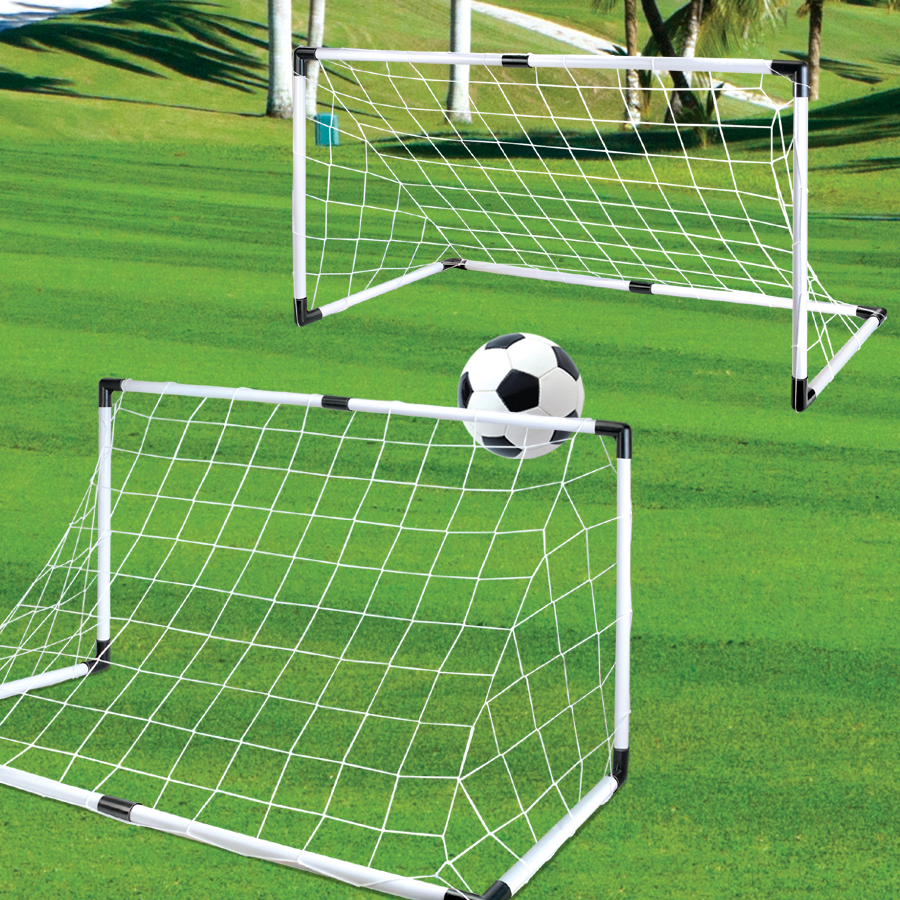 Dual Football Goal Set for Kids, 2-in-1 Combo with PP Frame, Portable Soccer Nets for Backyard Garden Beach Park Outdoor Games Sports Gift