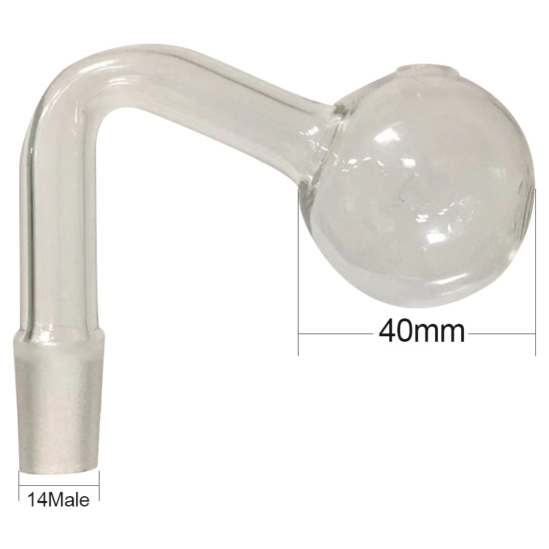 40mm Bowl Glass Oil Burner Pipe Full Weld 14mm Male 90Degree Smoking Bowl Bubbler Thick Slide For Hookah Bong
