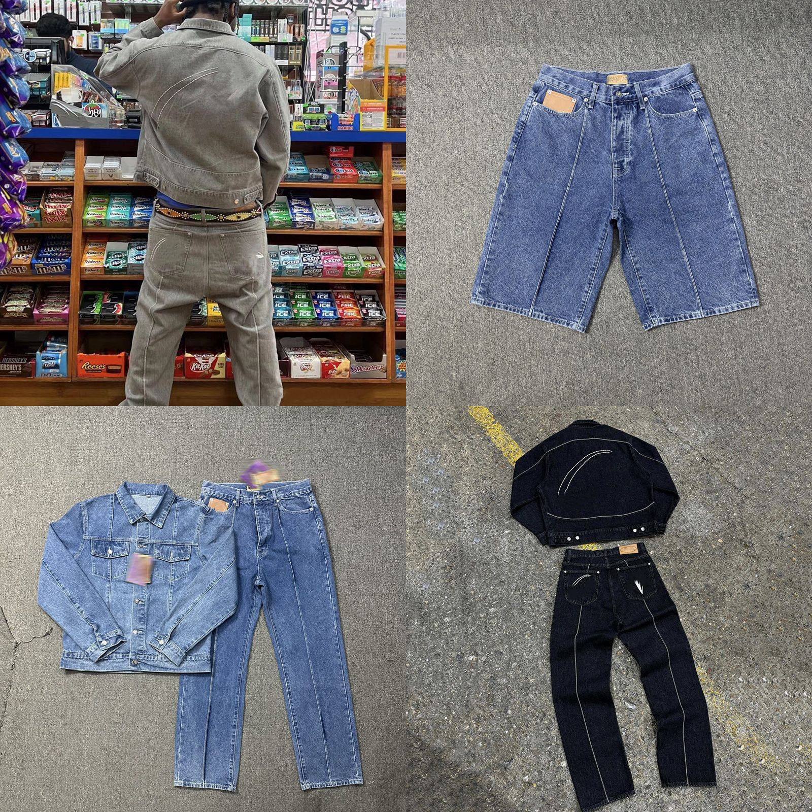 Designer Men's Tracksuits Embroidered Logo Vintage Hip Hop Denim Suit High Street Denim Jacket Loose Straight Jeans Streewear Two Piece Set