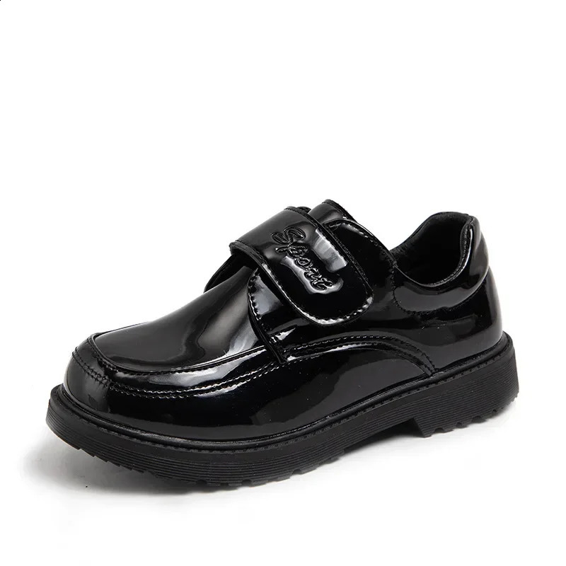 Boys Shoes Spring Autumn Black Glossy Classic Kids Loafer for Girl Versatile Roundtoe Britain Child School Shoes 250827