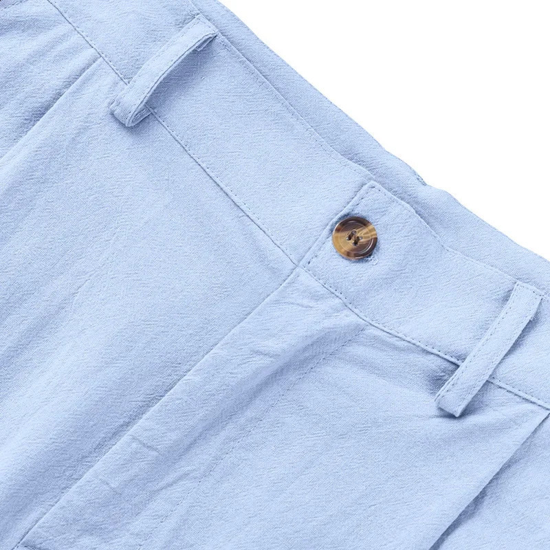 Mens European And American Style Solid Color Linen Casual Suit Pants Fashion Beach WideLeg Trousers 250828