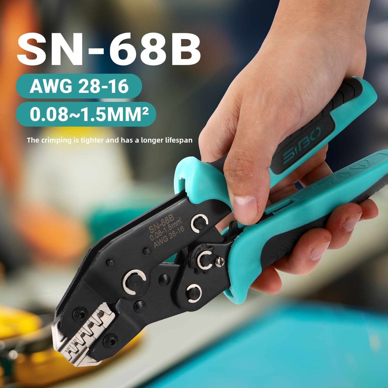 SN68B Automotive Wire Harness Power Terminal Cold Press Tube Type Crimping Ratchet Labor-saving Electrician Manual Pliers