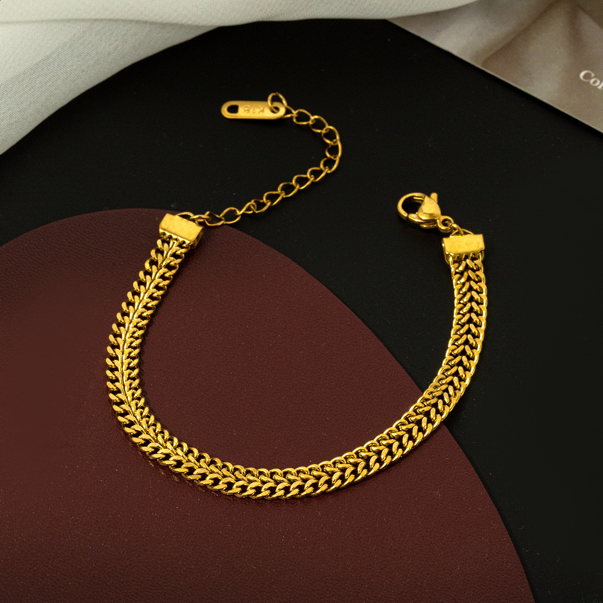 Dubai Copper Link Chain Bracelets for Unisex 18K Gold Plated Wristband Miami Curb Punk Classic Hand Jewellery Party Gift 250320