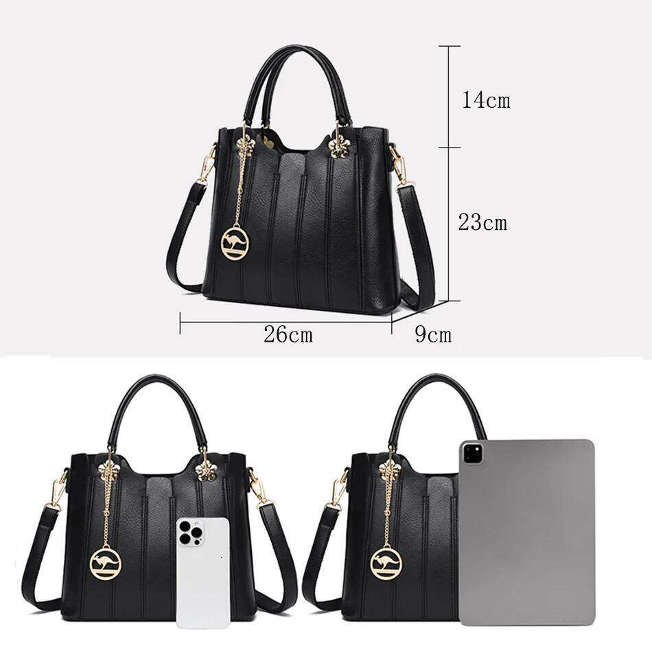 Genuine Brand 3 Layers Large Capacity Tote Bag High Quality Leather Handbags Shoulder Crossbody Bags For Women New 2024