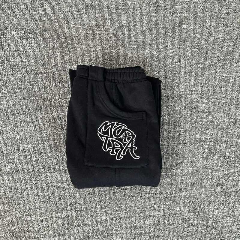 Black Mertra Jogger Drawstring Sweatpants for Men and Women Pure Cotton Oversized Embroidery Casual Pants X250828