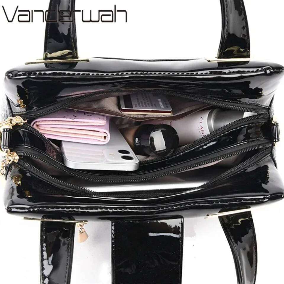 2 Layer Large Capacity Tote Handbags Women Bags Designer Crocodile Pattern Ladies Boston Shoulder Bag High Quality