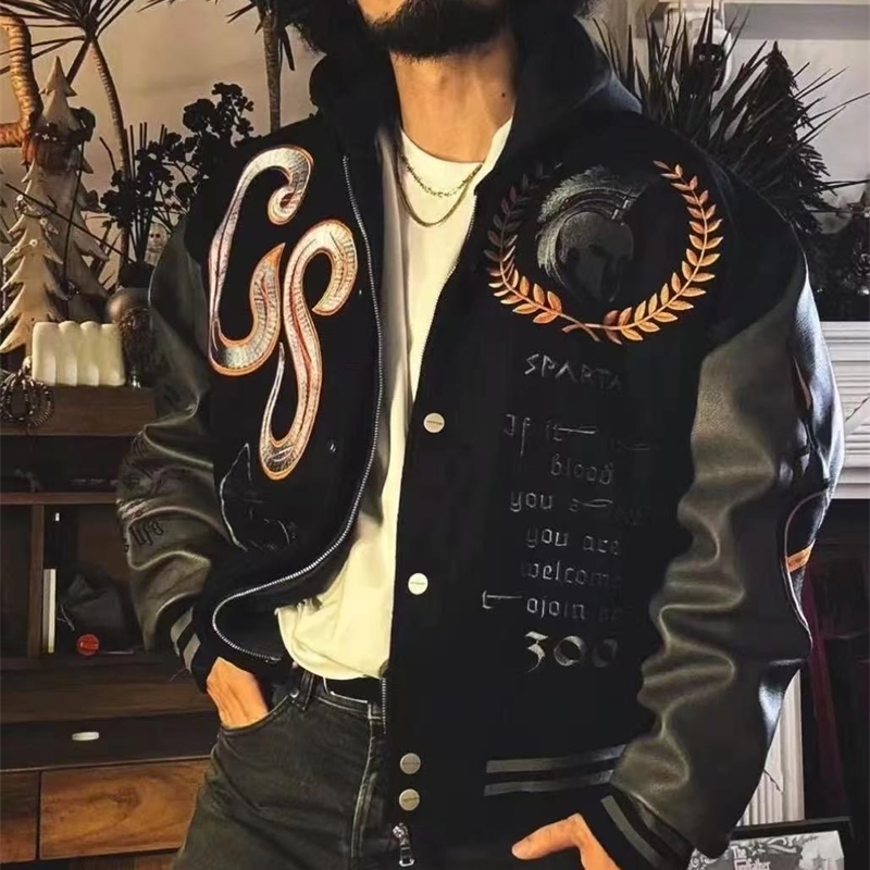 y Varsity Jacket Men PU Leather Sleeves Oversized Bomber Jacket Baseball Coats Streetwear Clothing 250828