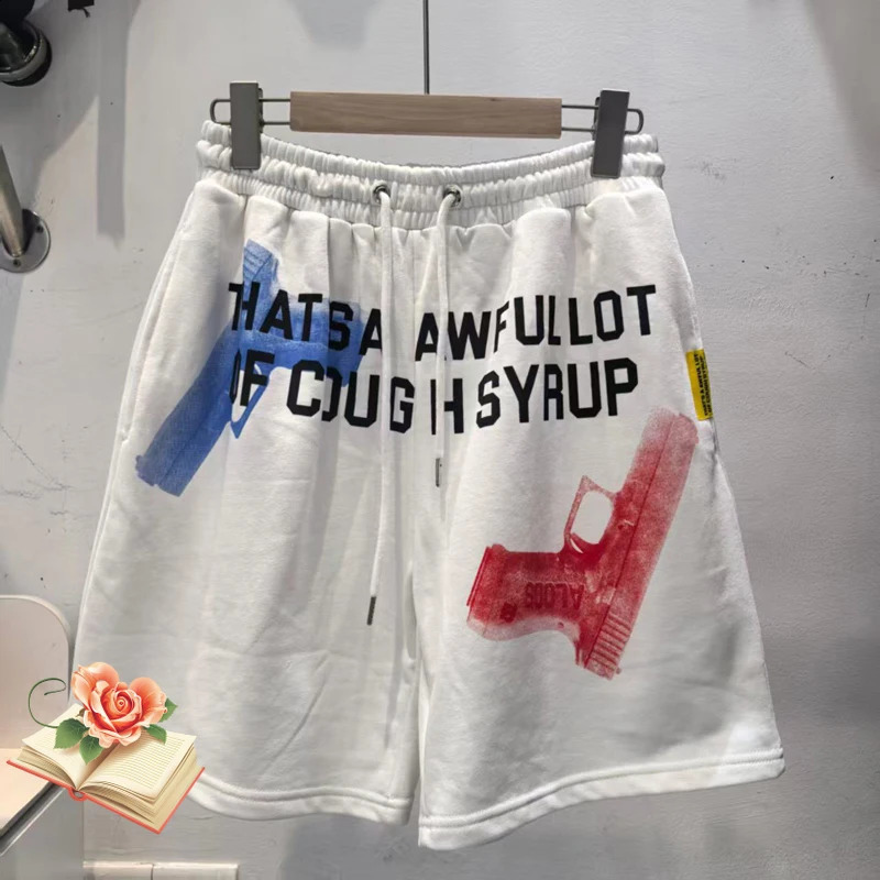 Three Guns Print Thats A Awful Lot of Cough Syrup Shorts Jorts Men Women Classic Two Metal Round Buckle Drawstring Shortpants 250828