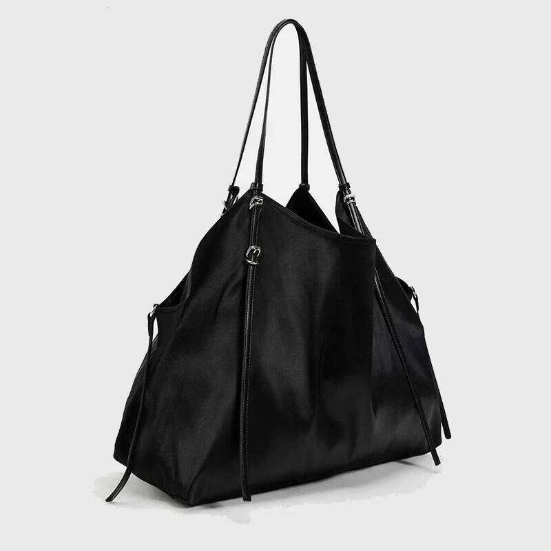 Oversize Satin Tote Bags For Soft Silk Shoulder Designer Black Handbags Large Shopper Purses 2024 New Women Bag