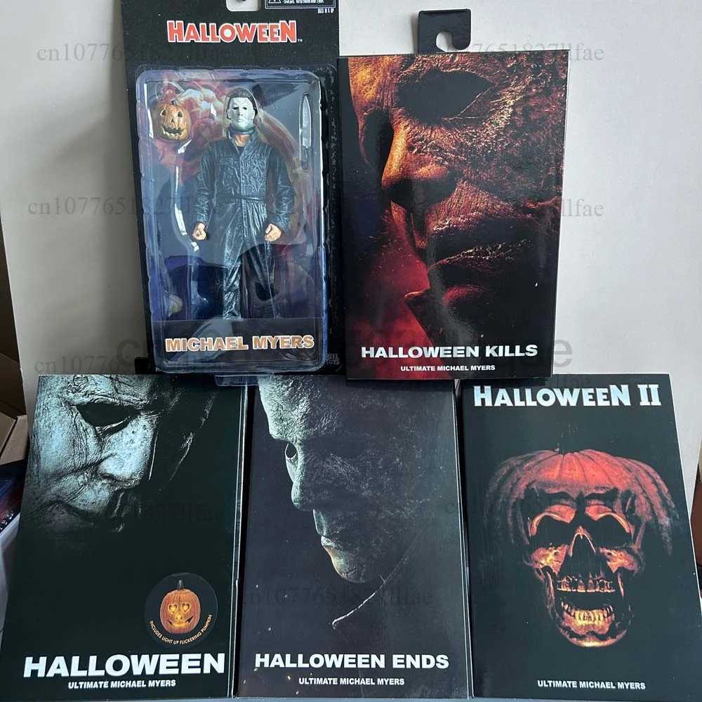 NECA Michael Myers Figure With LED Pumpkin Halloween II Kills Ends Michael Myers Ultimate Action Figure Model Toys Joint Movable W250828