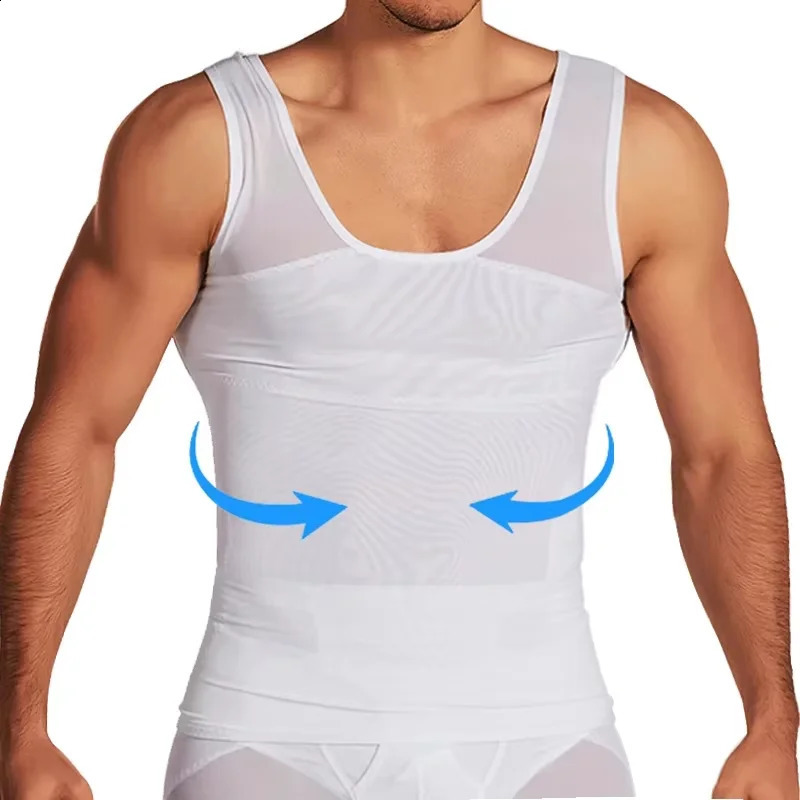 Mens Compression Tummy Control Body Shaper Tank Top Vest Undershirt Tops Shaping Sweatshirt Hide Gynecomastia Chest Shapers 250827