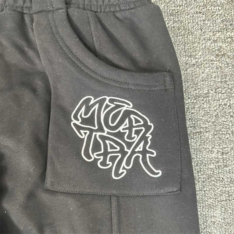 Black Mertra Jogger Drawstring Sweatpants for Men and Women Pure Cotton Oversized Embroidery Casual Pants X250828