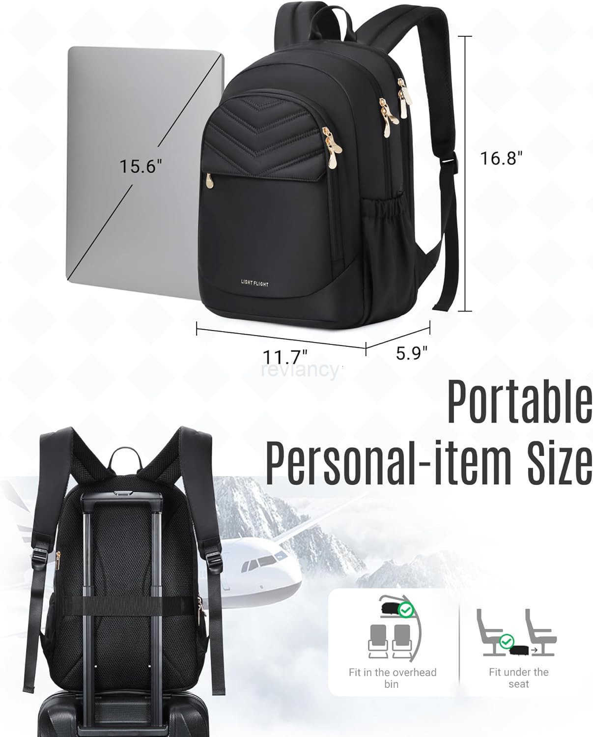 Travel Backpack for Women 156 Laptop Backpack with USB Charging Hole Water Resistant Large Capacity Black Daypack for College Work Casual Computer Bag