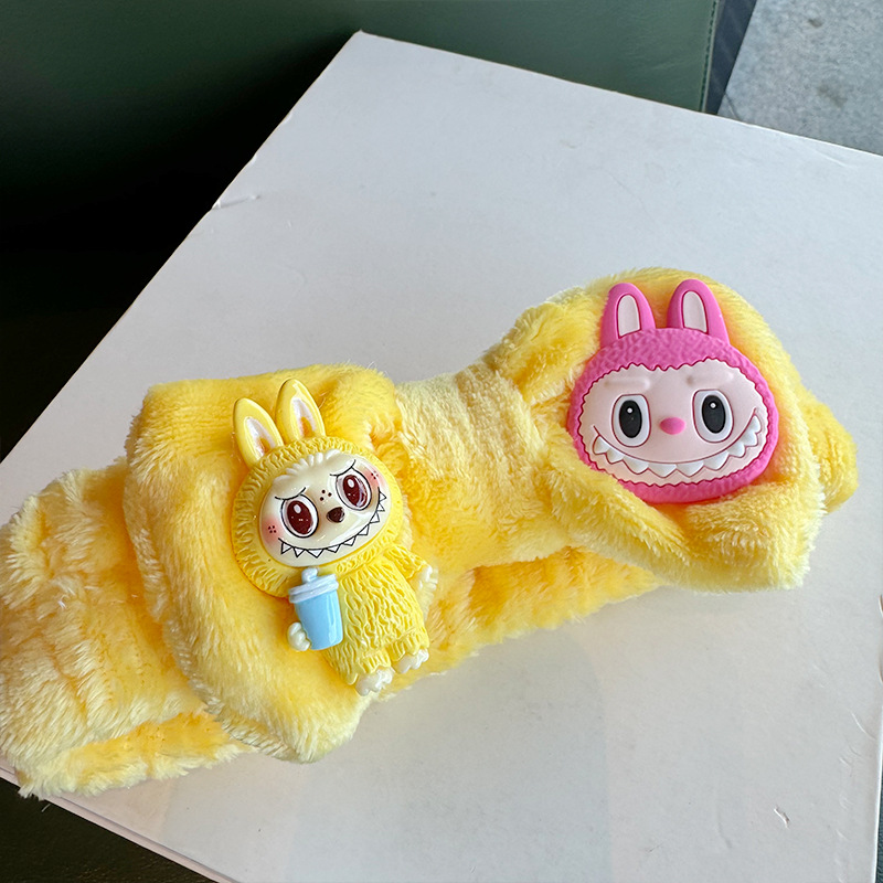 Labubu Hair Hoop Hats Hair Ties Cute Cartoon Style Rabbit Monster Design Special Hair Hoop for Makeup Face Mask Application New Style Hair Accessories